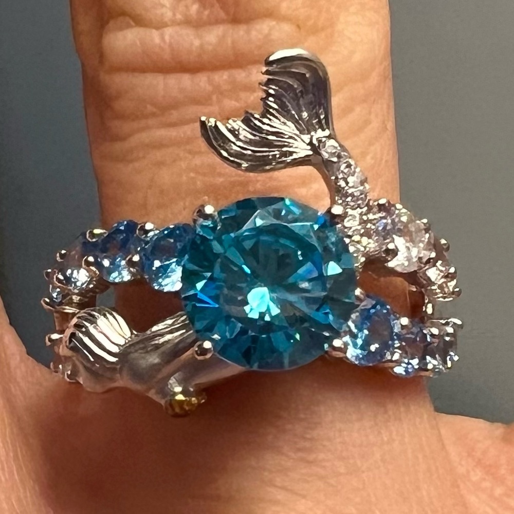 NWT, Jeulia, Goddess of The Sea, Sterling Silver Mermaid 🧜🏽‍♀️ Ring, Size 7